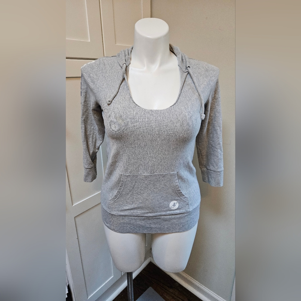Aerie Fit US Medium Gray Hooded Top - Picture 1 of 7